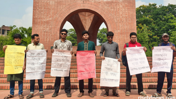 হামে শিশুমৃত্যু ও সীমান্তে হত্যার প্রতিবাদে জাবিতে ছাত্রশক্তির মানববন্ধন