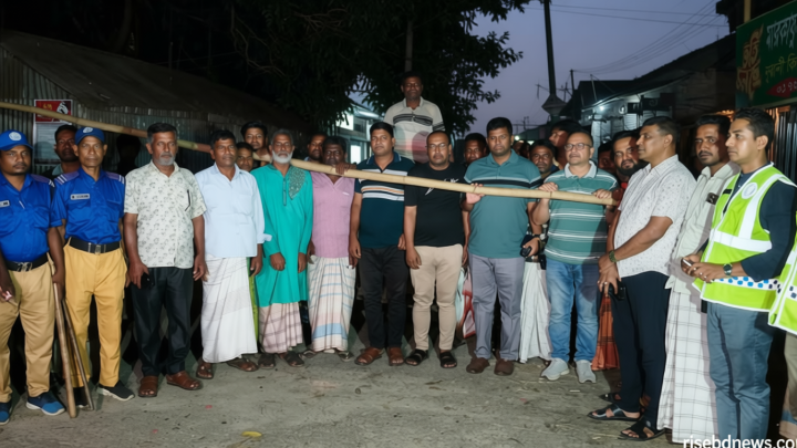 সিরাজগঞ্জে গরু চুরি ঠেকাতে ‘বাঁশকল’ পাহারা
