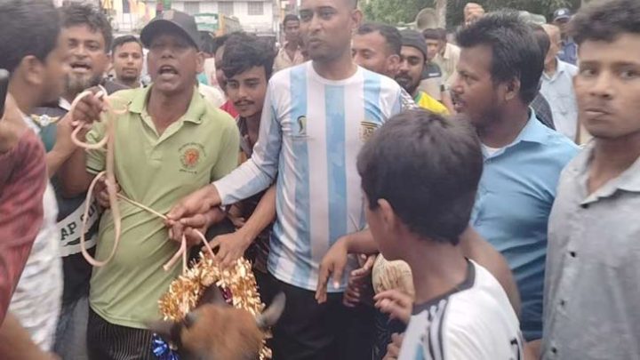 ফুটবল খেলে জয়ী দল পেল গরু, রানার্সআপ পেল ছাগল