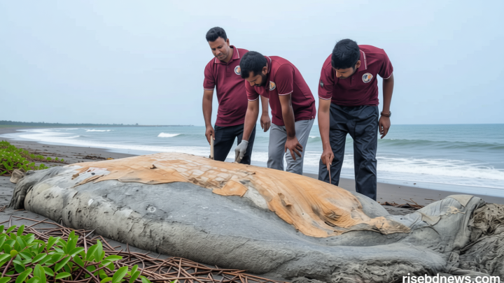 সৈকতে ভেসে এলো ৫৬ ফুট দৈর্ঘ্যের মৃত তিমি