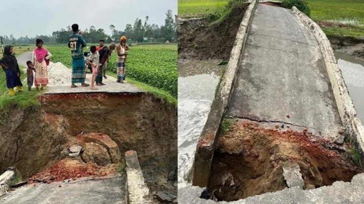 ধুনটে বৃষ্টি ও পানির স্রোতে ভেঙে গেল কালভার্ট, ভোগান্তি