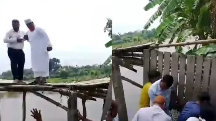 সাঁকো ভেঙে পড়ে গেলেন নেতাকর্মীরা, অল্পের জন্য রক্ষা পেলেন এমপি