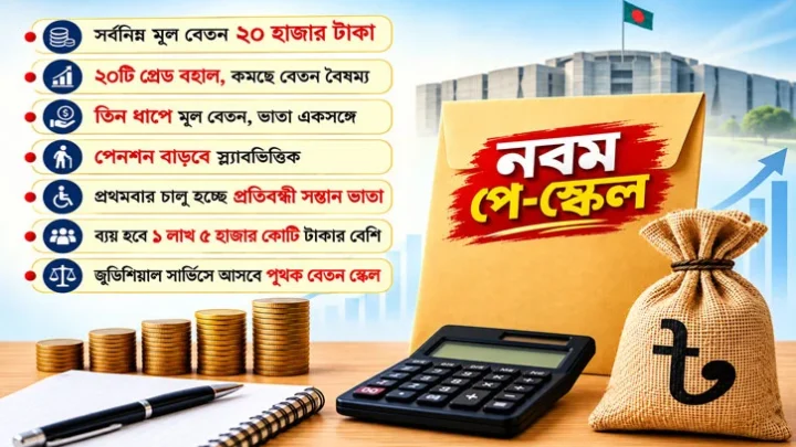 নতুন পে-স্কেলে সর্বনিম্ন মূল বেতন ২০ হাজার টাকা