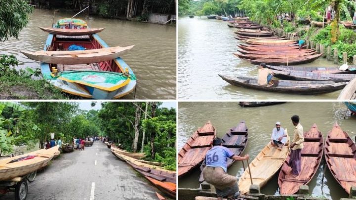 শতবর্ষী আটঘরের নৌকার হাটে বেচাকেনার ধুম, উন্নয়নের দাবি ব্যবসায়ীদের